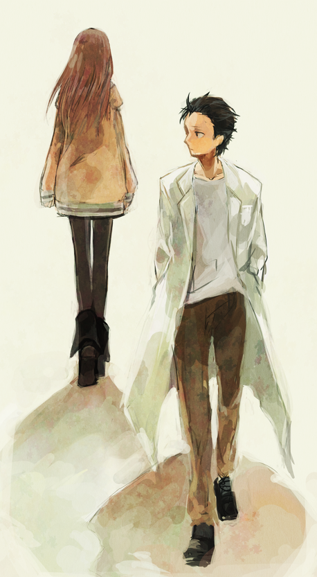 makise kurisu and okabe rintarou (steins;gate) drawn by kuromu_(kaeru)