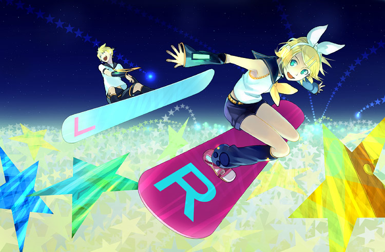 kagamine rin and kagamine len (vocaloid) drawn by habuki