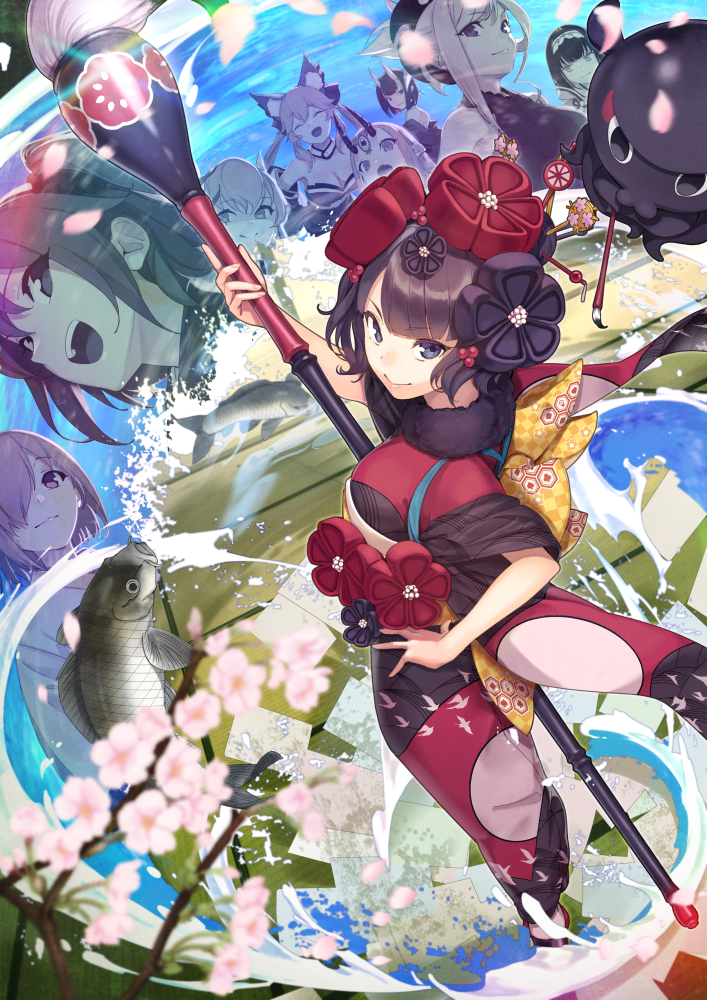 mash kyrielight, fujimaru ritsuka, tamamo, shuten douji, tamamo no mae, and 6 more (fate and 1 more) drawn by akamiso_(k074510)