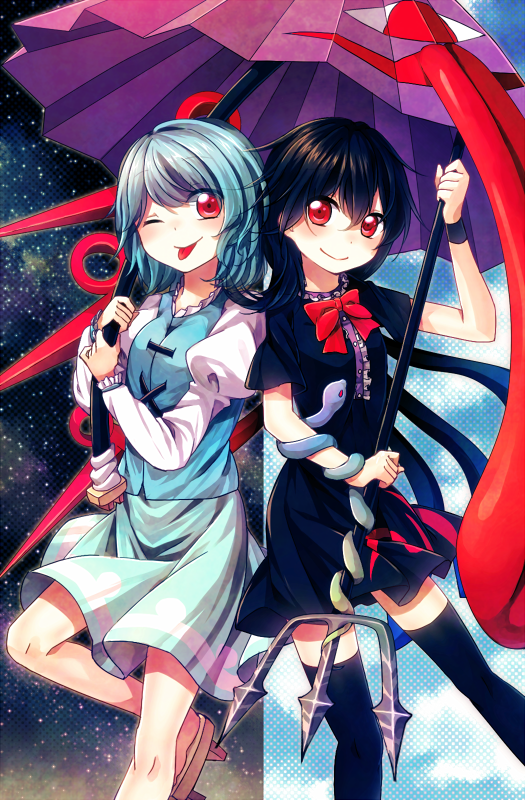 tatara kogasa and houjuu nue (touhou) drawn by sakime_aira