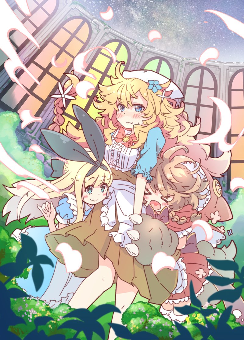 mononobe alice, warabeda meiji, and otogibara era (nijisanji) drawn by totsuki_tooka