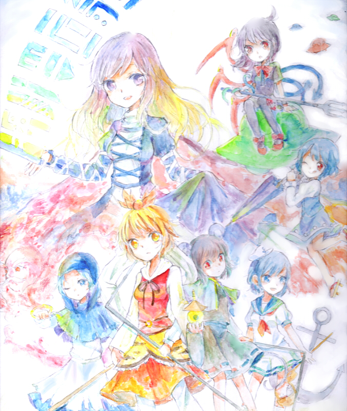 tatara kogasa, nazrin, hijiri byakuren, houjuu nue, toramaru shou, and 3 more (touhou and 1 more) drawn by mozukuzu_(manukedori)