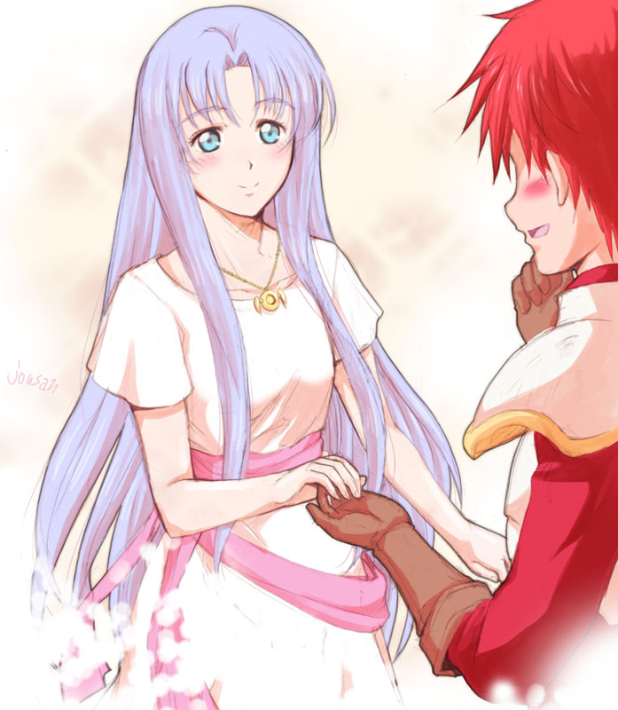 adol christin and feena (ys and 1 more) drawn by xiacheng_tatsuya