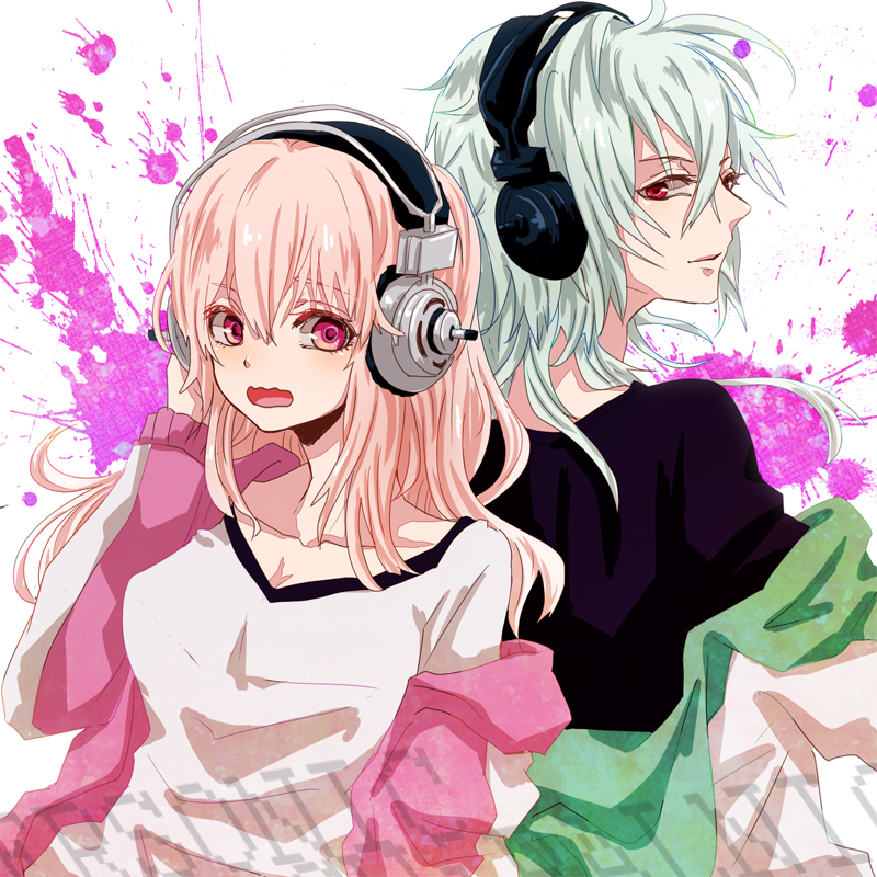 super sonico and naitou-kun (nitroplus and 1 more) drawn by csket