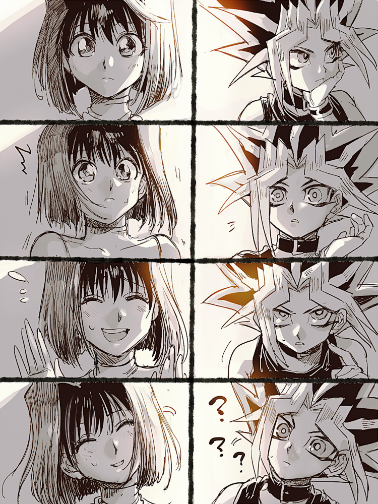 yami yugi and mazaki anzu (yu-gi-oh!) drawn by aoki_(fumomo)