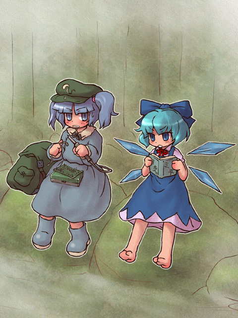 cirno and kawashiro nitori (touhou) drawn by sankuma