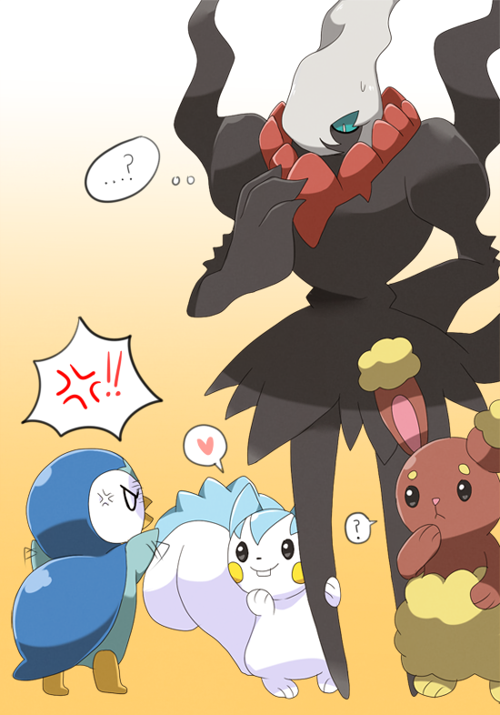 piplup, pachirisu, buneary, and darkrai (pokemon) drawn by uni_(unnny)