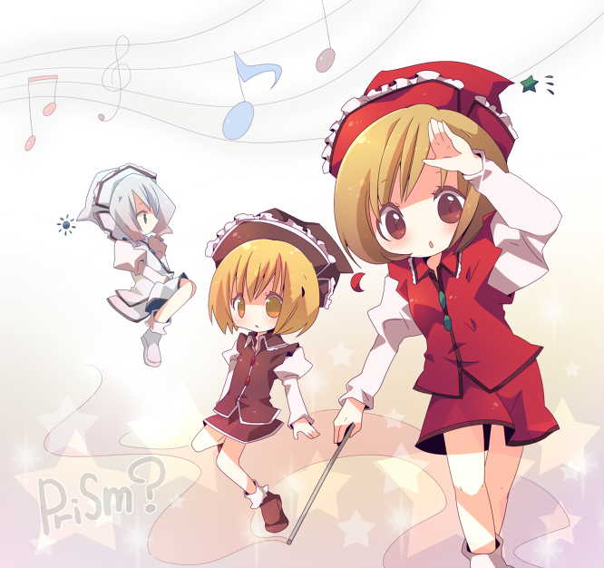 lunasa prismriver, merlin prismriver, and lyrica prismriver (touhou) drawn by ana_(rznuscrf)