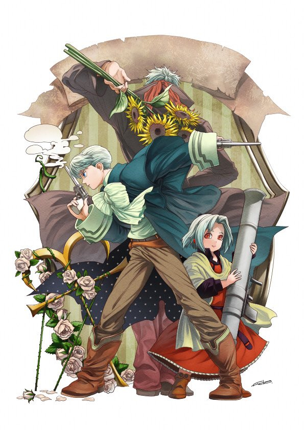 billy lee black, primera black, and jessiah black (xenogears) drawn by fizzbuzz
