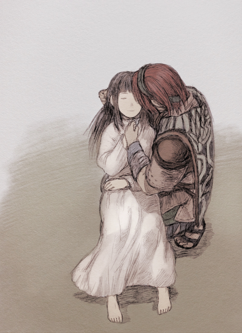 wander and mono (shadow of the colossus) drawn by maeka_(kumaekake)