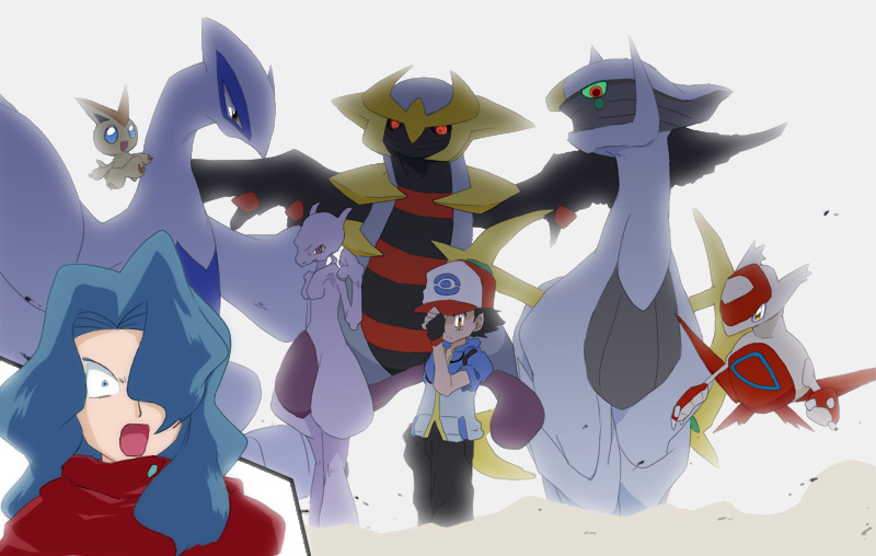 ash ketchum, latias, mewtwo, giratina, lugia, and 3 more (pokemon and 2 more) drawn by macchi_(macchi)