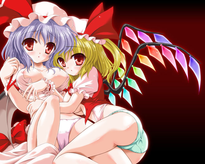 remilia scarlet and flandre scarlet (touhou) drawn by yamu_(reverse_noise)
