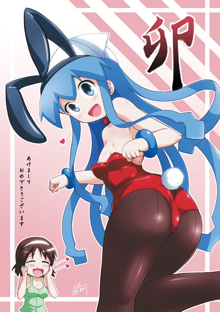 ikamusume and nagatsuki sanae (shinryaku! ikamusume) drawn by c.r.