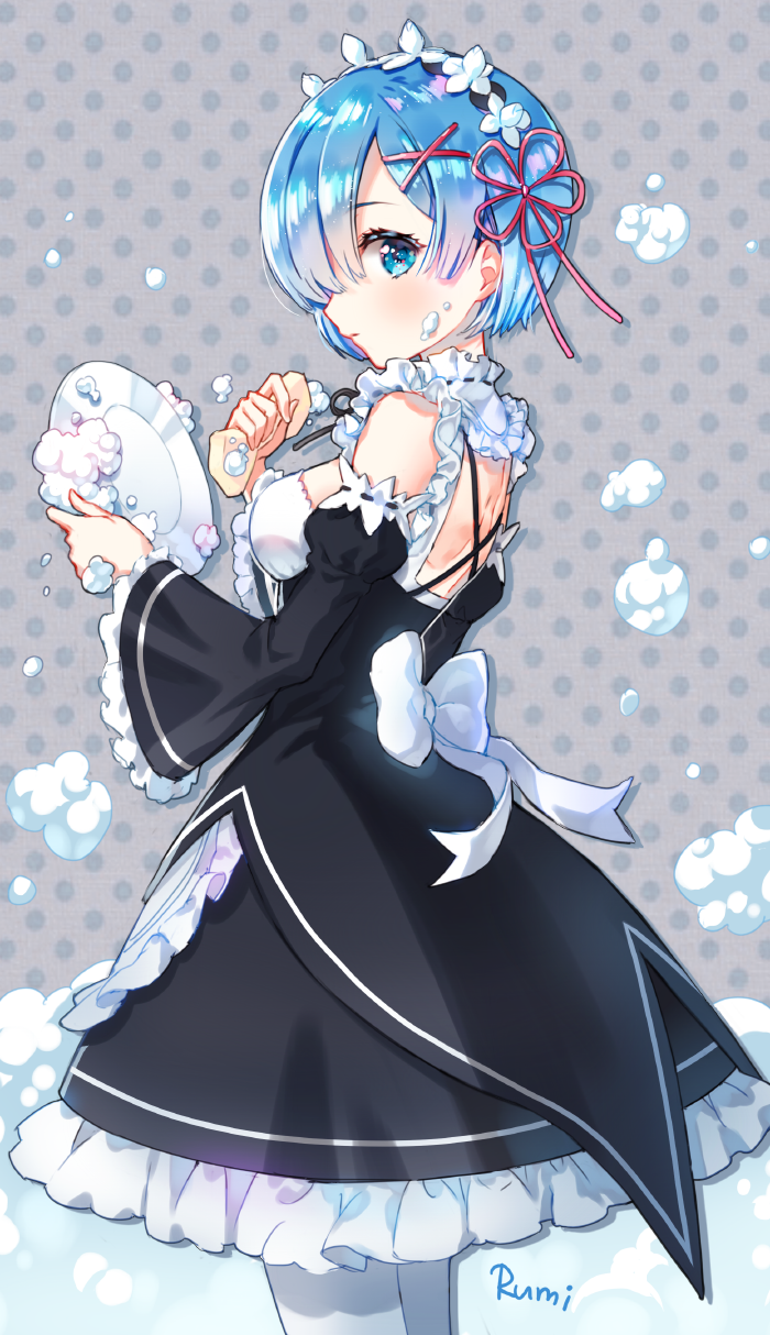 rem (re:zero kara hajimeru isekai seikatsu) drawn by rumi_(rarumi11)