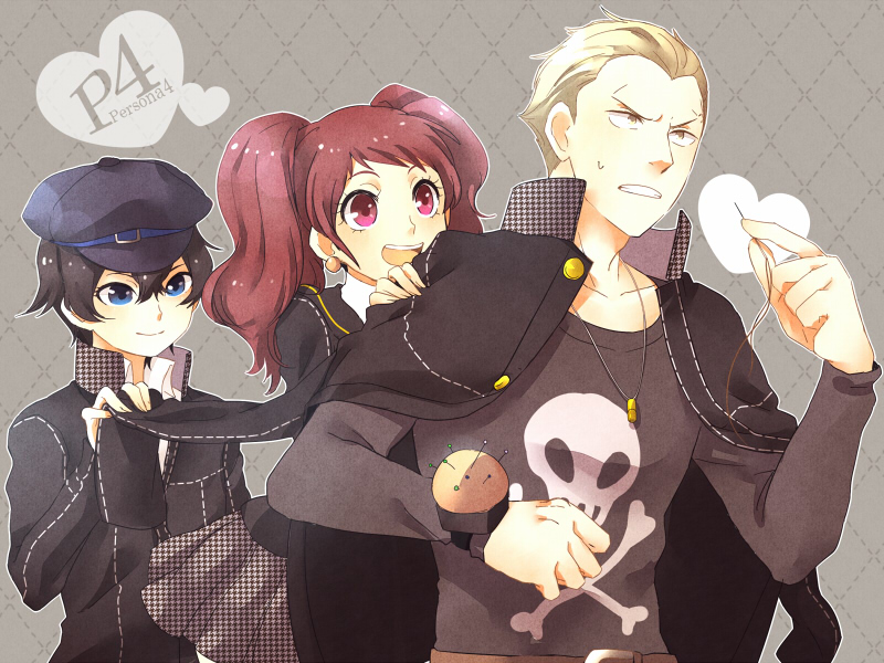 shirogane naoto, kujikawa rise, and tatsumi kanji (persona and 1 more) drawn by skllp