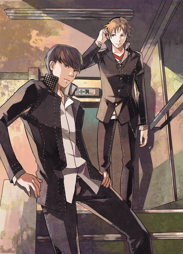 narukami yu and hanamura yousuke (persona and 1 more) drawn by kazuki_(kazu-king)