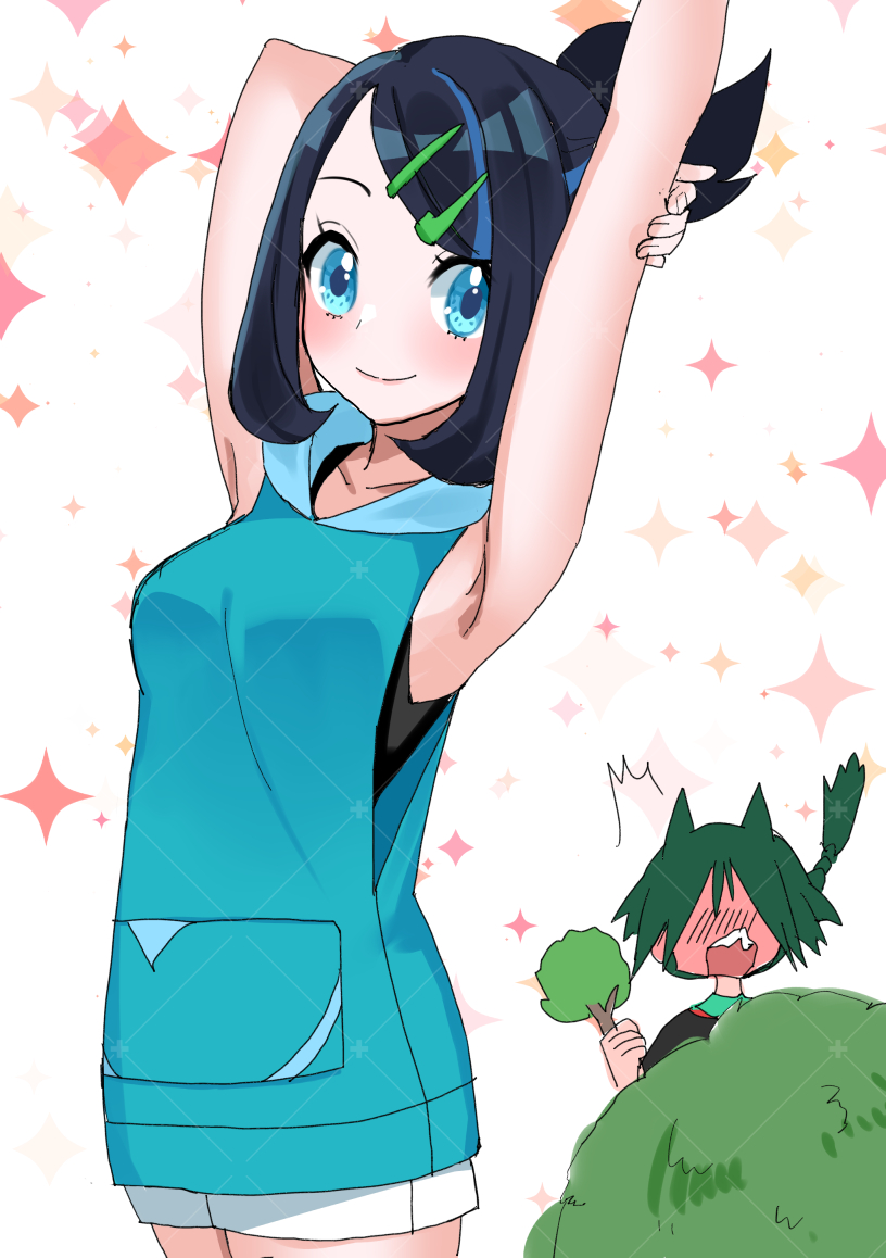 liko and ult (pokemon and 1 more) drawn by karamomo_(krmmap)