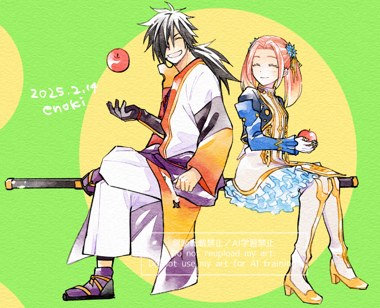 rokurou rangetsu and eleanor hume (tales of and 1 more) drawn by enoki_kino
