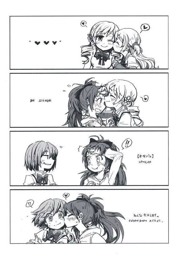miki sayaka, sakura kyoko, tomoe mami, and momoe nagisa (mahou shoujo madoka magica and 1 more) drawn by silverxp