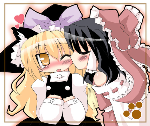 hakurei reimu and kirisame marisa (touhou) drawn by muuba
