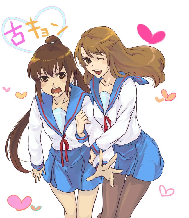 kyonko and koizumi itsuki (suzumiya haruhi no yuuutsu) drawn by akaya_(rednight_dd)