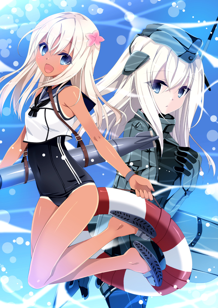 ro-500 and u-511 (kantai collection) drawn by kobayashi_chisato