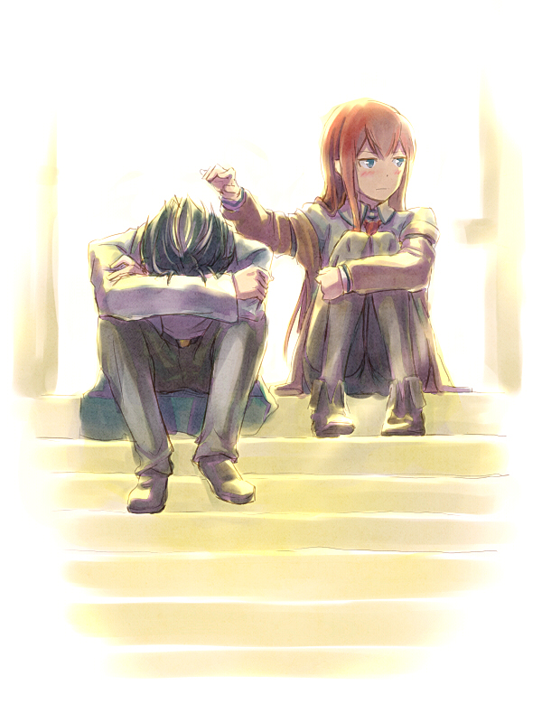 makise kurisu and okabe rintarou (science adventure and 1 more) drawn by reducto