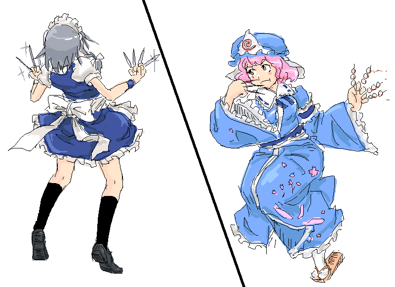 izayoi sakuya and saigyouji yuyuko (touhou) drawn by michael-x