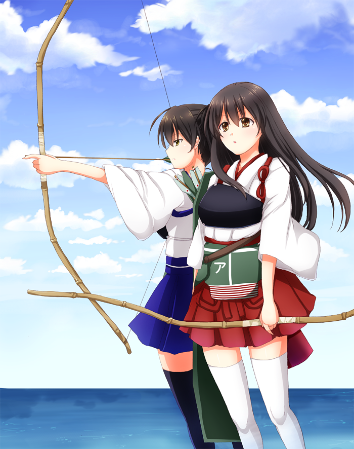 kaga and akagi (kantai collection) drawn by sotogawa_max