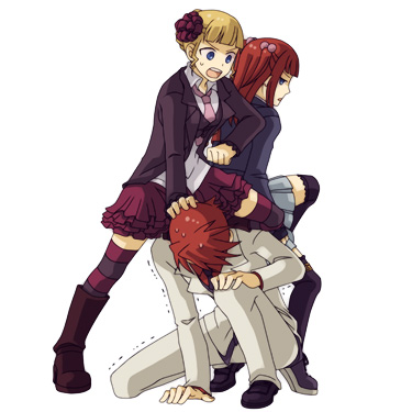 beatrice, ushiromiya battler, and ushiromiya ange (umineko no naku koro ni) drawn by mikawa_(xxcrisp)