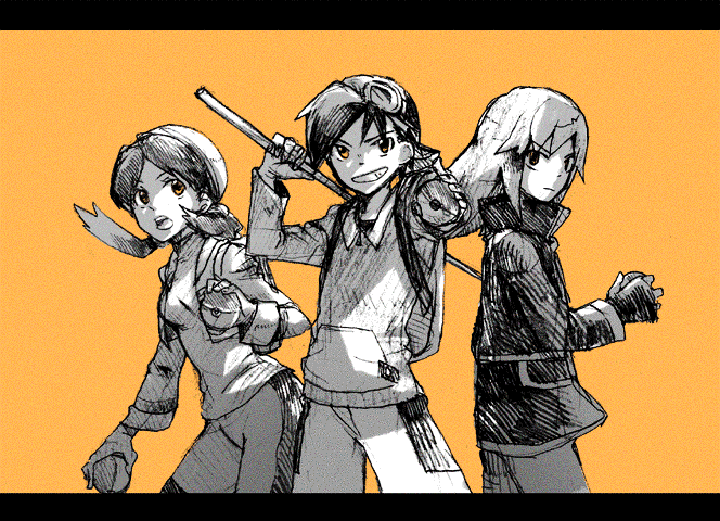 ethan, silver, and kris (pokemon and 1 more) drawn by michibata_65