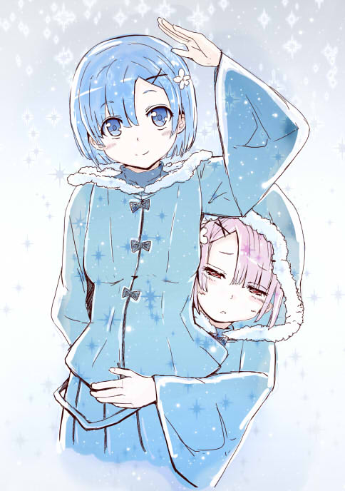 rem and ram (re:zero kara hajimeru isekai seikatsu) drawn by mikka_(asunaro)