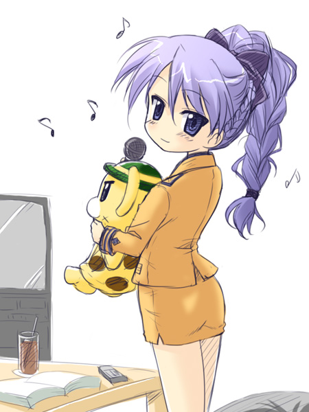 hiiragi kagami, teletha testarossa, and bonta-kun (lucky star and 1 more) drawn by masakichi_(crossroad)