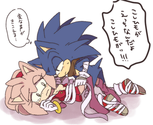 sonic the hedgehog and amy rose (sonic and 1 more) drawn by bukiko