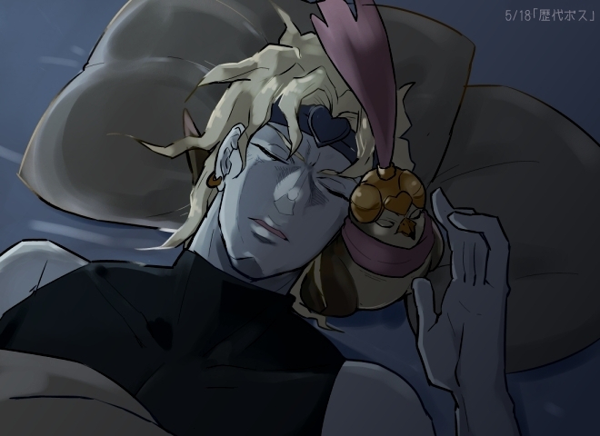 dio brando and pet shop (jojo no kimyou na bouken and 1 more) drawn by aoi_(dizzy)