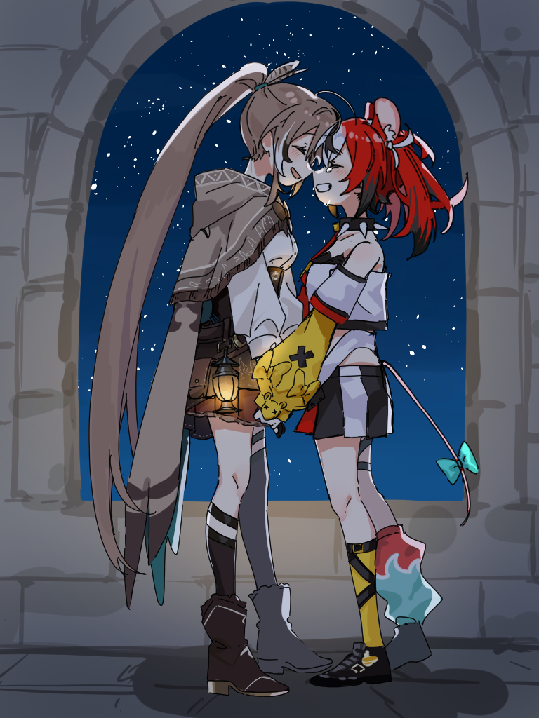 nanashi mumei and hakos baelz (hololive and 1 more) drawn by yori_171018