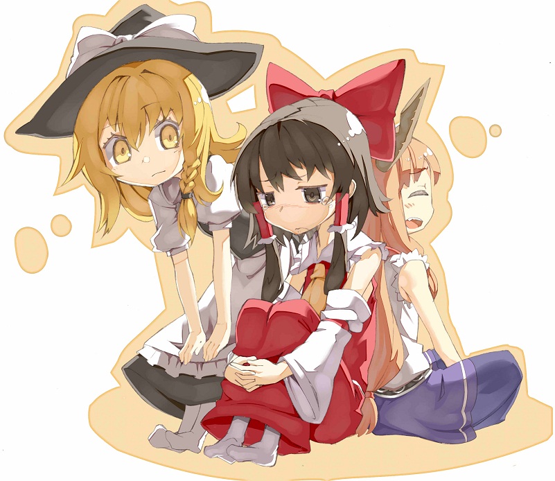 hakurei reimu, kirisame marisa, and ibuki suika (touhou) drawn by scottie_(phantom2)
