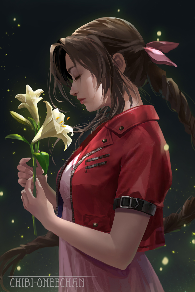 aerith gainsborough (final fantasy and 2 more) drawn by anna_lynn