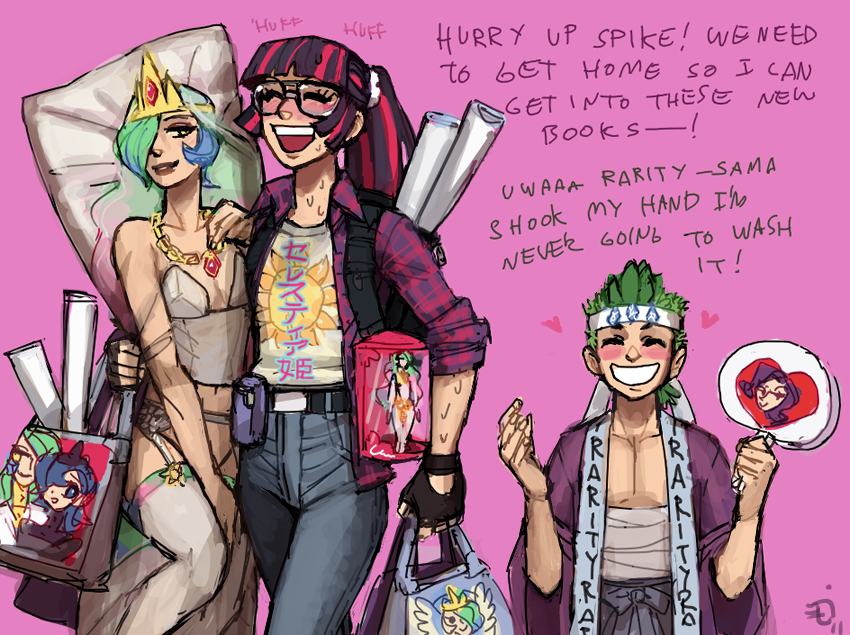 twilight sparkle, rarity, princess luna, princess celestia, and spike (my little pony and 1 more) drawn by emlan