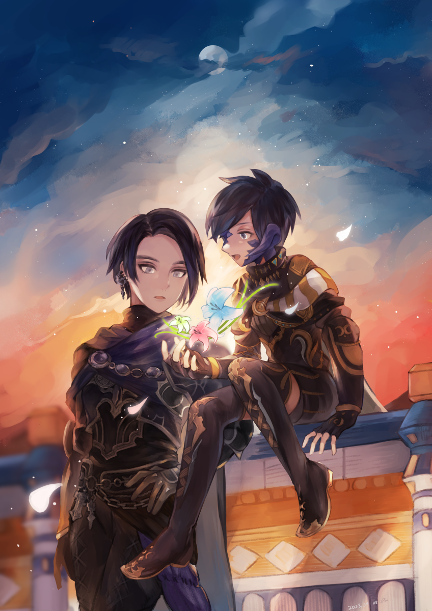 warrior of light and zero (final fantasy and 1 more) drawn by hotaro_(bread_fusa)