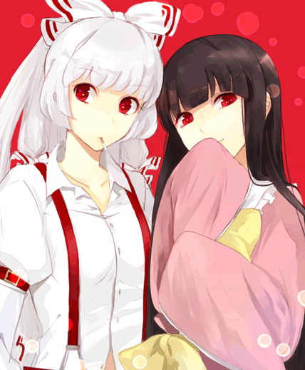 fujiwara no mokou and houraisan kaguya (touhou) drawn by ishiaji
