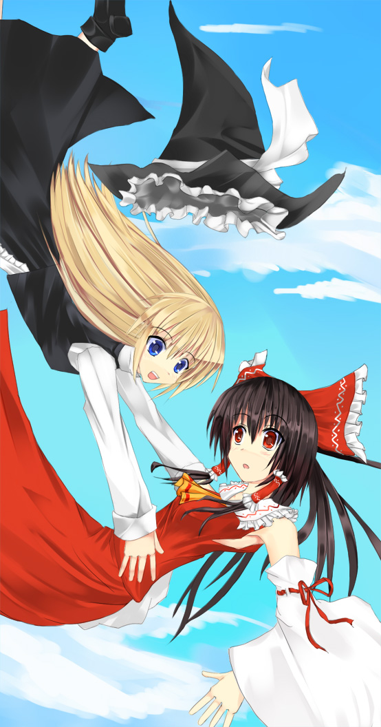 hakurei reimu and kirisame marisa (touhou) drawn by niboss
