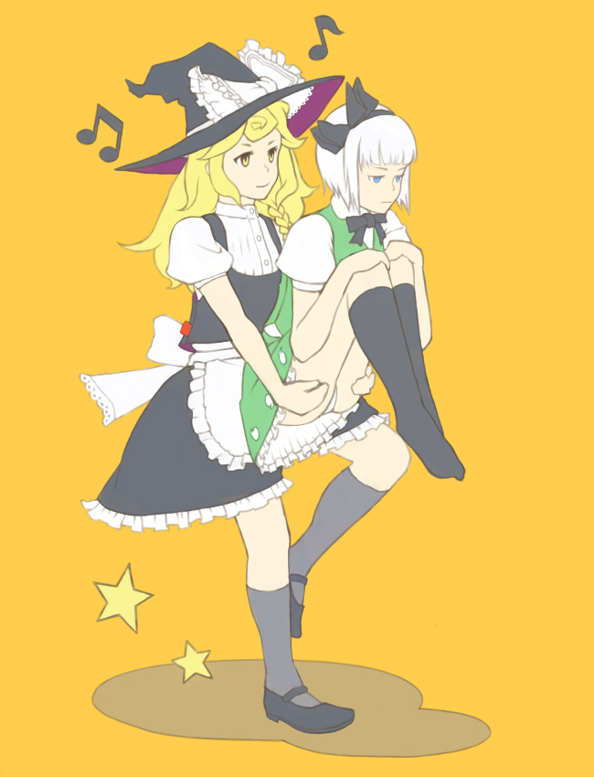 kirisame marisa and konpaku youmu (touhou and 1 more) drawn by yogorou