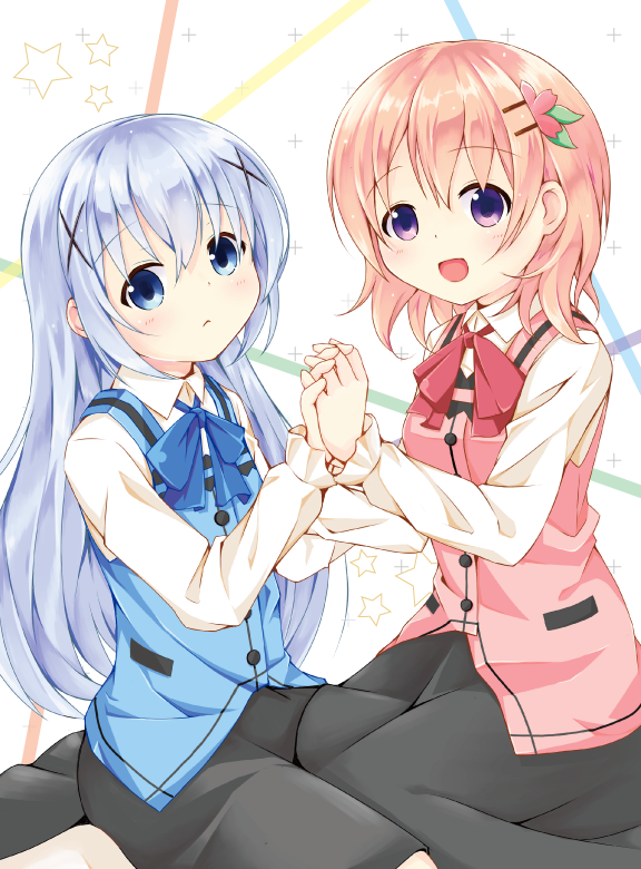 kafuu chino and hoto cocoa (gochuumon wa usagi desu ka?) drawn by saiden_(konekobotan)