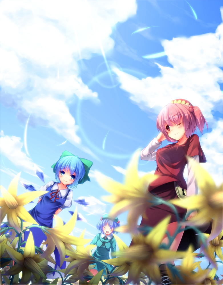 cirno, kawashiro nitori, and kawashiro mitori (original and 1 more) drawn by ryosios