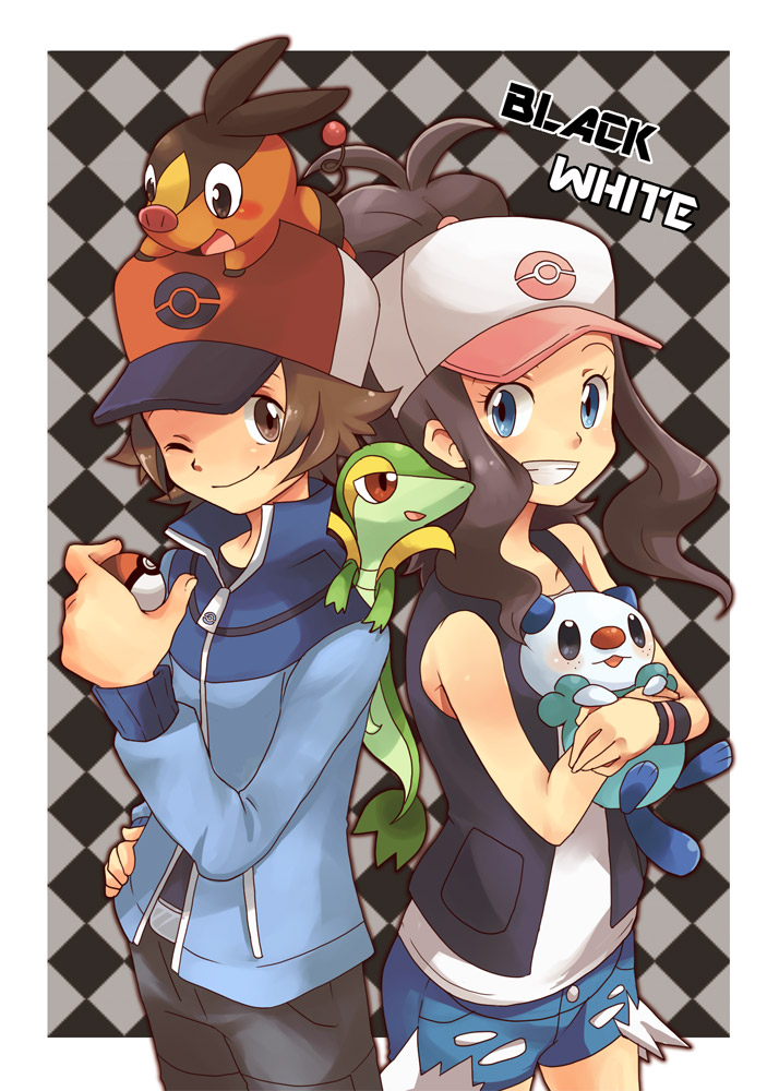hilda, hilbert, oshawott, snivy, and tepig (pokemon and 1 more) drawn by cubexcube