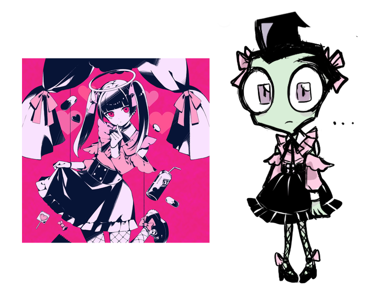 zim and nana (original and 3 more) drawn by linterteatime