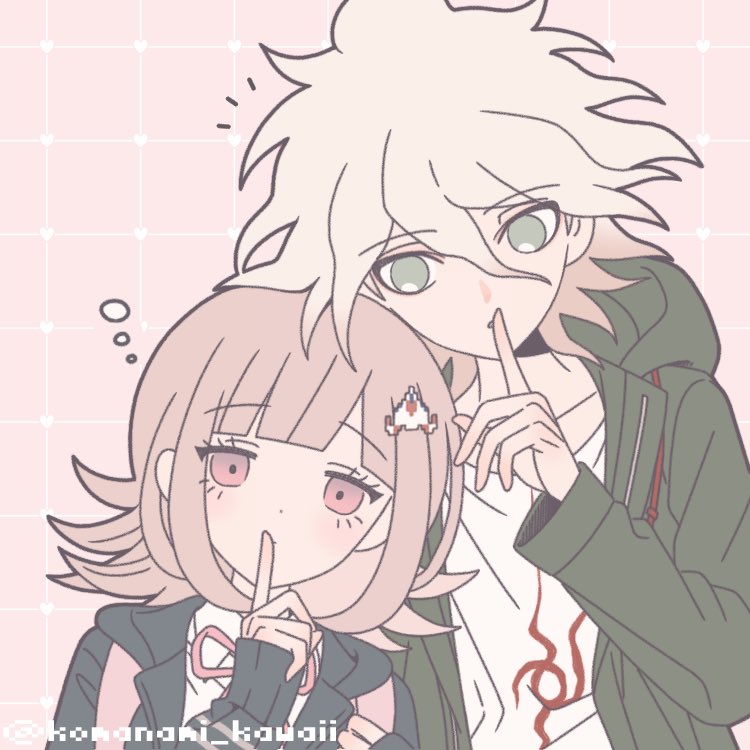 nanami chiaki and komaeda nagito (danganronpa and 2 more) drawn by komanami_kawaii