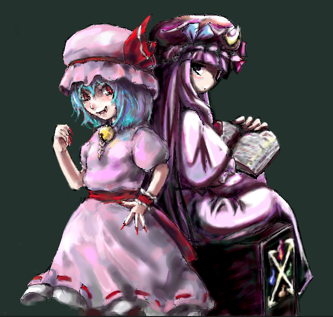 remilia scarlet and patchouli knowledge (touhou) drawn by coo_(coonekocoo) and poppo-san