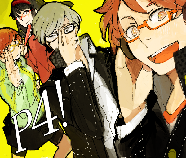 narukami yu, satonaka chie, amagi yukiko, and hanamura yousuke (persona and 1 more) drawn by r_and_b